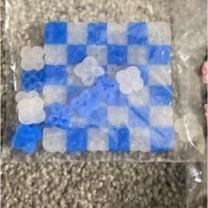 Blue and White Checkered Bead Art
